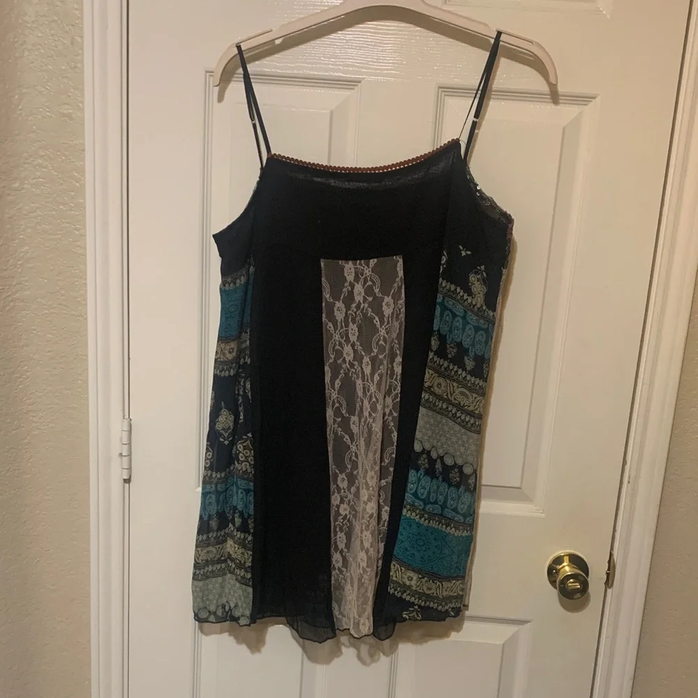 Bohemian Patchwork Spaghetti Strap Dress - Picture 3 of 6
